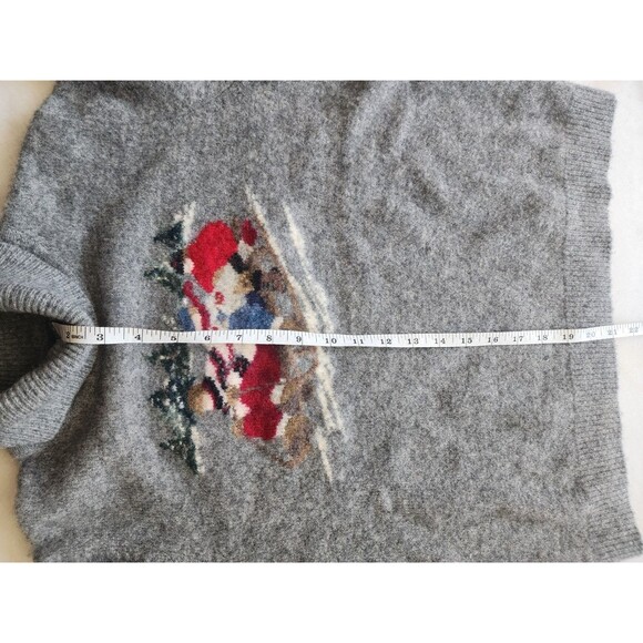 Vintage Womens Rare Lauren Ralph Lauren Lambswool Grey Med P Sled Scene Sweater - Picture 15 of 16
